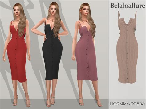 Midi Buttoned Dress For Your Sims Enjoy Found In Tsr Category