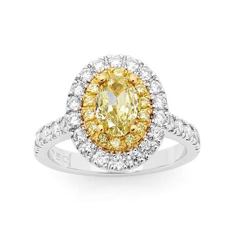 Yellow Diamond Oval Shape Double Halo Engagement Ring With Shoulders