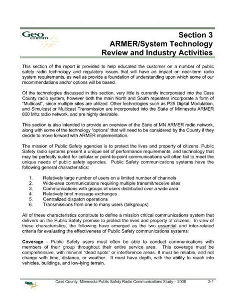 Section 3 Armersystem Technology Review And Industry Activities