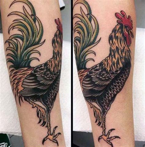 big colored very detailed cock tattoo on leg tattooimages