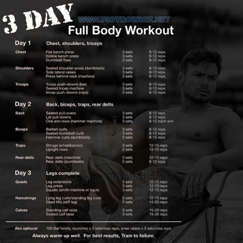 3 Day Full Body Workout Plan All Muscle Training Best Results Full Body Workout Plan Full