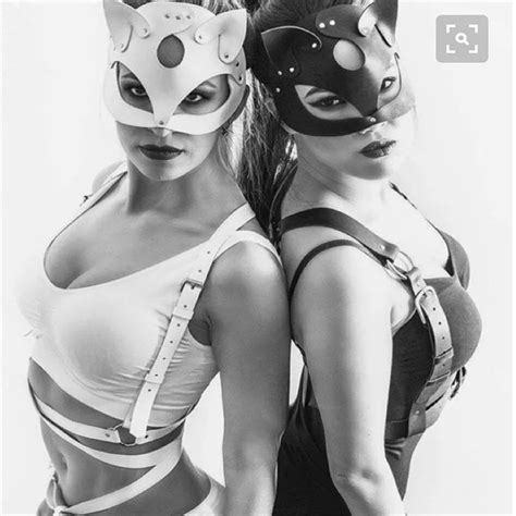 cosplay women bdsm fetish cat head black m ask carnival party sexy leather cat m ask buy cat m