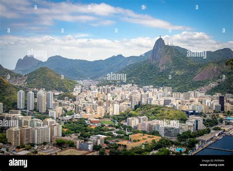 Aerial View Of Rio De Janeiro Skyline With Corcovado Mountain Rio De