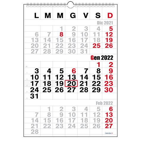 Calendario 2022 Da Muro3 Mesi Modello Trittico Ufficio Calendariit