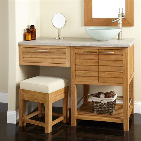 Vanity units under sink cabinets bathroom countertops legs. Wood Open Shelf Vanity | Signature Hardware