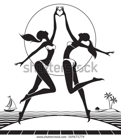 Two Girls Making Love Sign Their Stock Vector Royalty Free 569671774