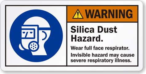 Silica Dust Hazard Wear Full Face Respirator Warning Label Sku Lb 2417