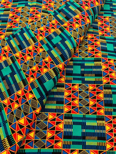 Fancy African Fabric By The Yard Metallic Kente Ankara Print Dressmaking Cotton Quilting