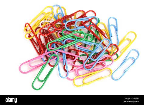 Bunch Of Colorful Paper Clips Isolated On White Background Stock Photo