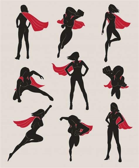 Premium Vector Set Of Female Superhero Супергерои Супергеройское