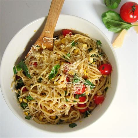 Cook and stir 5 minutes. Summer Pasta - angel hair tossed with fresh corn, cherry ...
