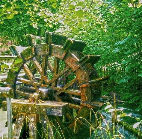 Vintage Water Mill Wheel Running Stock Photo Image 58135209