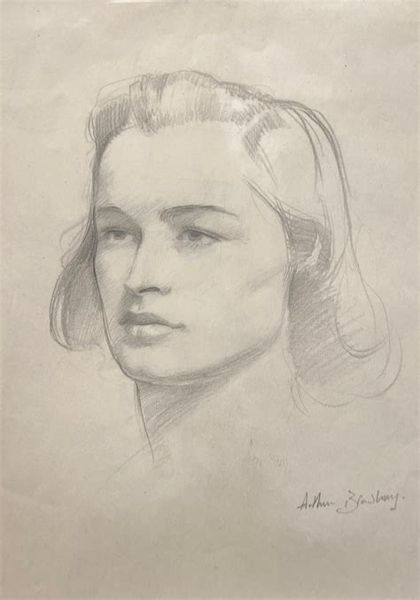 Arthur Royce Bradbury Portrait Of Brigette Kelly Signed Graphite Sketch Modern British