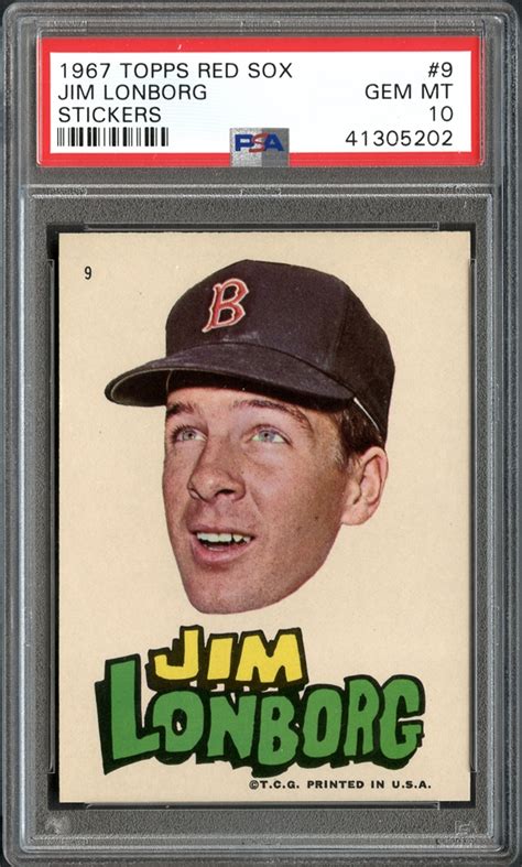 Lot Detail 1967 Topps Red Sox 9 Jim Lonborg Stickers Psa 10 Gem Mint
