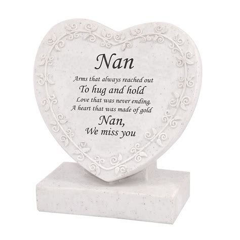 Nan We Miss You Heart Shaped Memorial Grave Plaque Cremation Marker Ebay