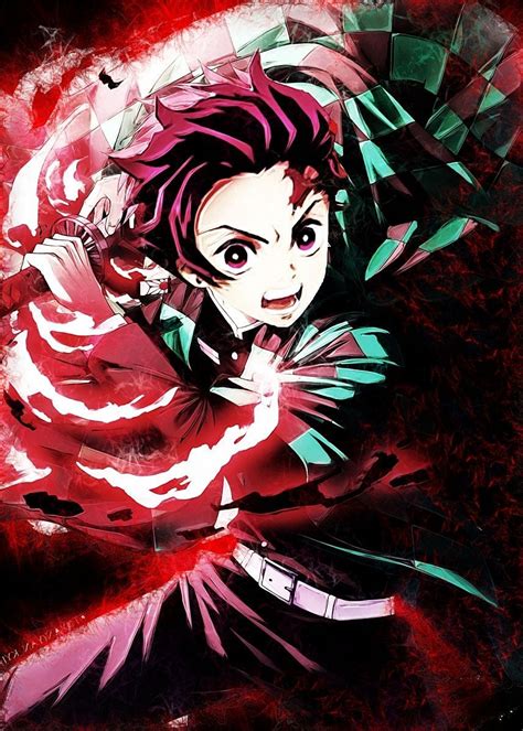 Kimetsu No Yaiba Tanjiro Metal Poster Anime Anime Demon Slayer Anime