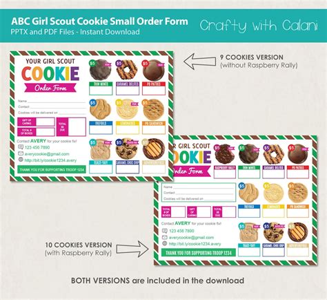 Girl Scout Cookie 2023 Order Form Abc Cookie Order Form Etsy