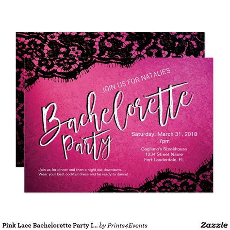 Pink Lace Bachelorette Party Invitation Zazzle Bachelorette Party Invitations Bachelorette