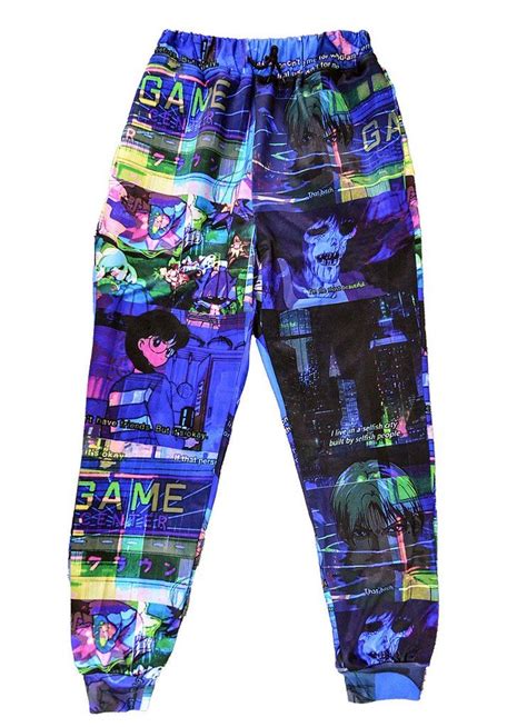 Vaporwave Glitch Anime Joggers Stage Outfits Edgy Outfits Cool