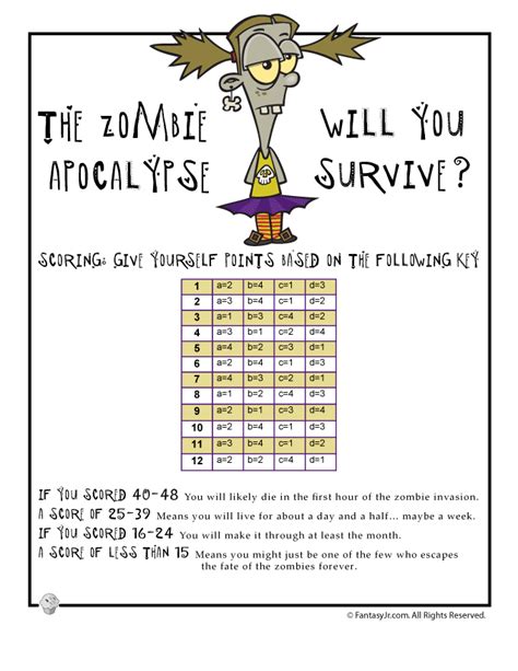 Printable Fun Quizzes Would You Survive Fun Quizzes