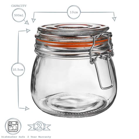 Glass Storage Jars Airtight Clip Top Lid Food Preserve Preserving Jar