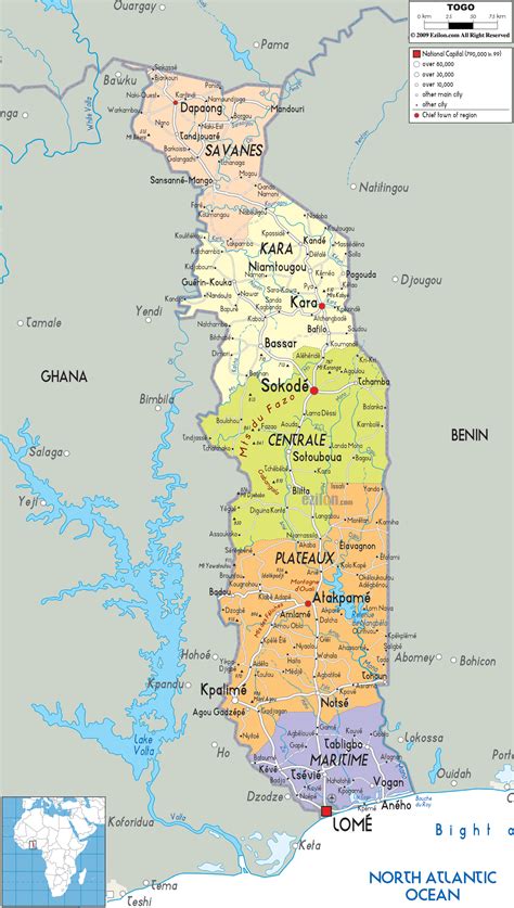 Detailed Political Map Of Togo Ezilon Maps