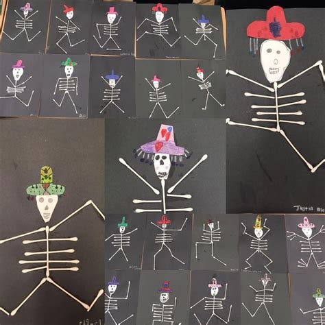 Q Tip Skeleton Craft Skeleton Craft Art Activities Art Lessons
