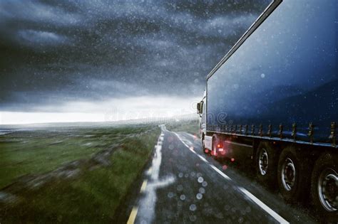Truck In The Rain Stock Photo Image Of Storm Country 168628042