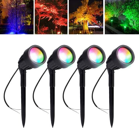 Led Outdoor Spotlights 4pack 3w Rgb Automatic Color Changing Led