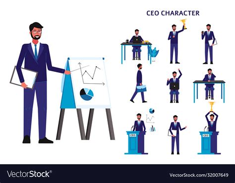 Cartoon Ceo Businessman Set Isolated Man In Vector Image
