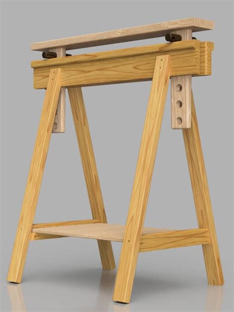 Modern Sawhorse Plans With Height Adjustment Diy Woodworking Etsy