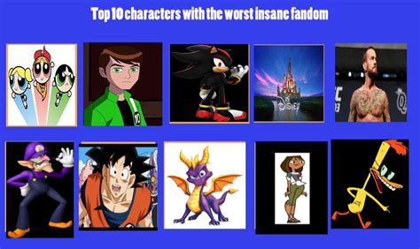 Top 10 Characters With The Worst Insane Fanbase By Megamansonic On