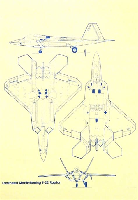 Lockheed Martin Boeing F 22 Raptor Blueprint By Blueprintplace