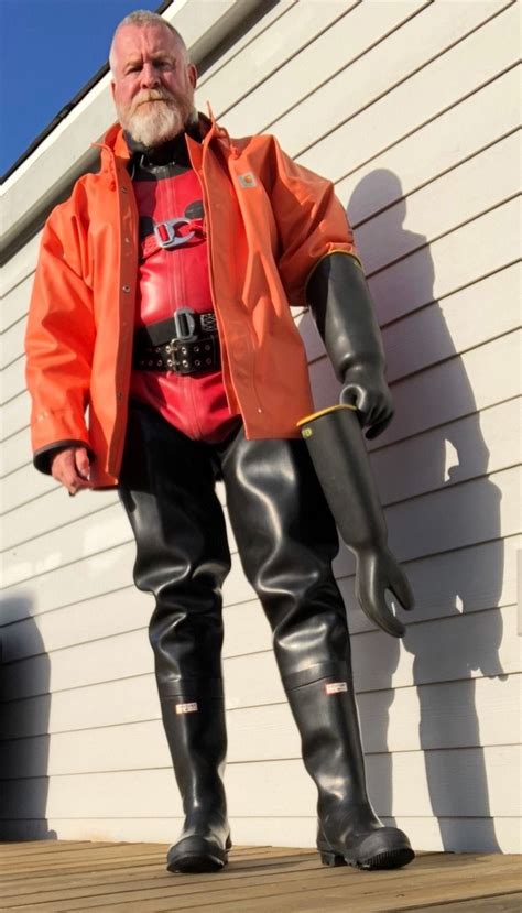Rubber Wader Lover Rain Wear Waders Red Leather Jacket