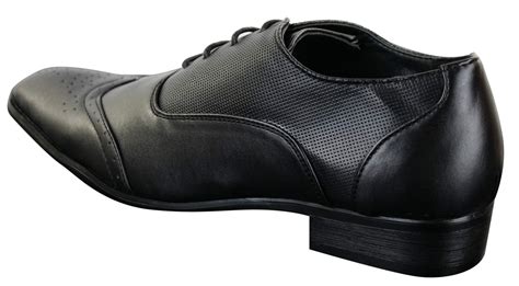 Gio Gino 907001 Mens Black Smart Formal Pu Leather Laced Brogues Shoes