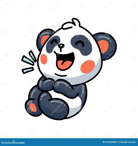 Cute Little Panda Cartoon Laughing Stock Vector Illustration Of
