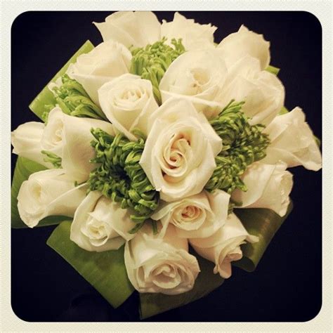 Bridal Bouquet White Vendella Roses With Lime Green Fuji And Lime