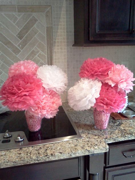 Four 4 Tall And Three 3 Small Wedding Birthday Or Party Flower Pom