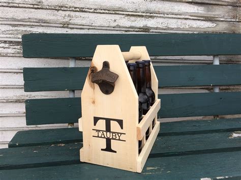 2 Wooden Six Pack Beer Caddies Personalized For Weddings And Etsy