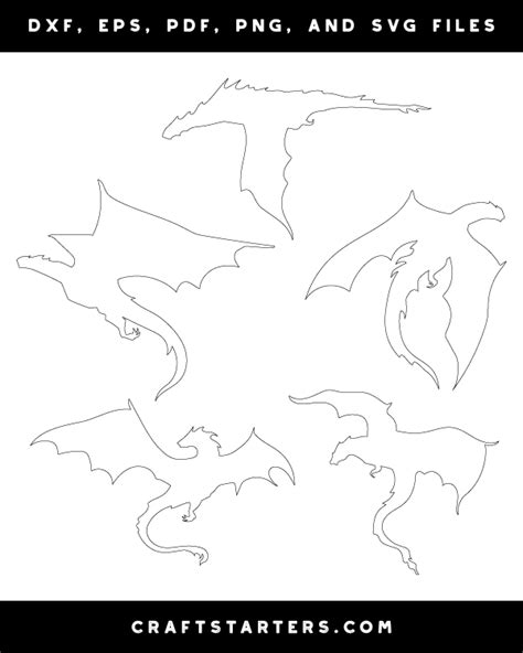 Flying Dragon Outline Patterns Dfx Eps Pdf Png And Svg Cut Files