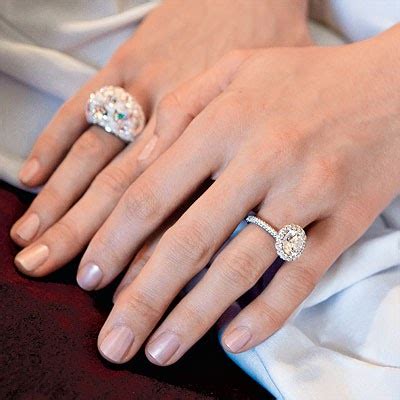 This is a less traditional option, but there are many good reasons to wear your rings this way. Cheap Celebrity Engagement Rings: Ring on Jewelry