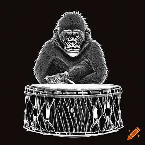 Gorilla Playing Drums On Craiyon