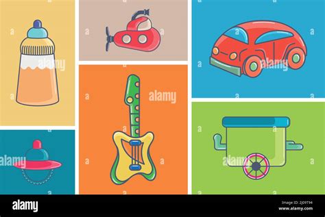 Set Of Different Toy Icons Flat Design Vector Stock Vector Image And Art