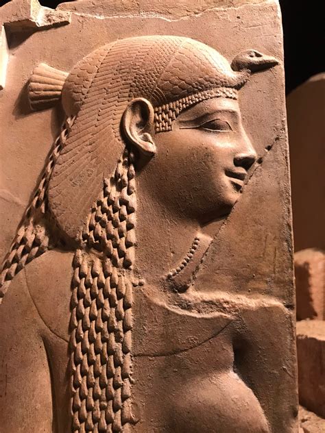 egyptian art cleopatra dressed as the goddess isis relief sculpture fragment