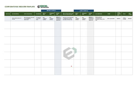 Free Corporate Risk Register Excel Template