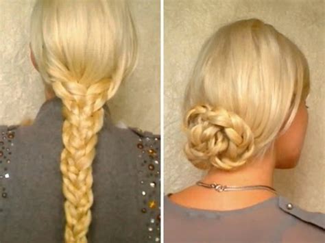 This prom hairstyles updo is merely a tight top knot that is classy and neat yet still trendy. Hair tutorial for long hair Easy heatless hairstyles with ...