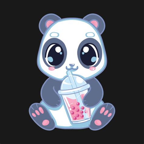 Cute Panda Boba Bubble Tea Panda Bear Boba Drink Panda Drinking Boba