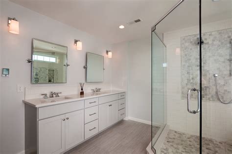 Matching framed mirror is also included. Narrow Depth Double Vanity - Transitional - Bathroom ...