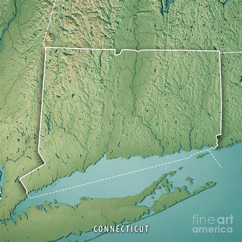 Connecticut State Usa 3d Render Topographic Map Border Digital Art By