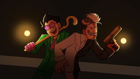 Two Face And The Riddler By Pink Ninja On Deviantart